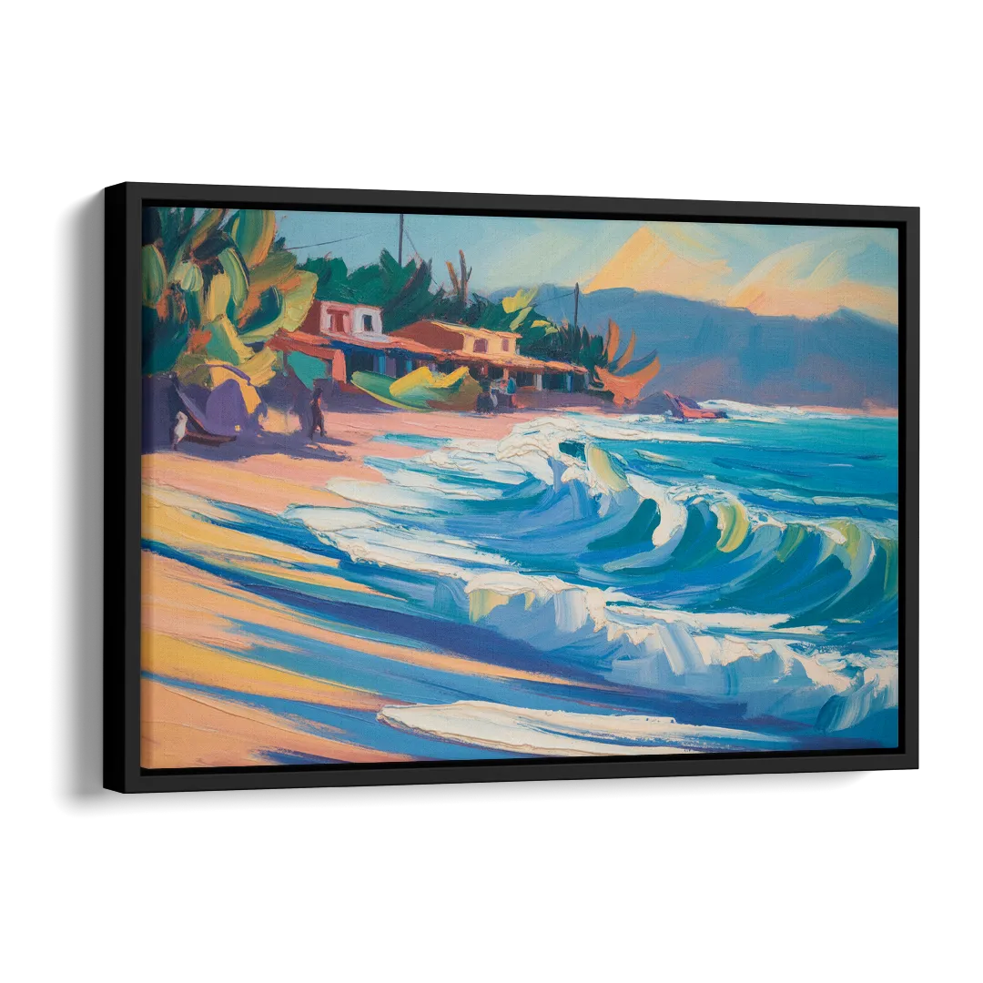 North Sayulita Shore Side - Black Canvas Wall Art