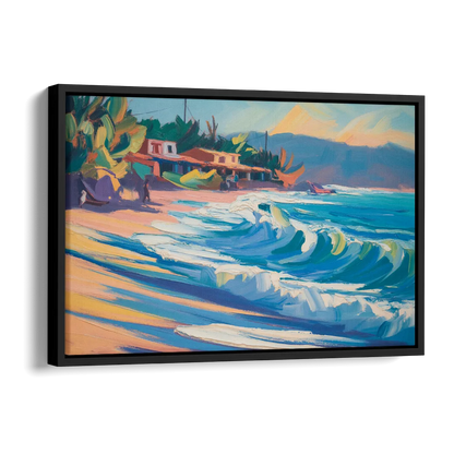 North Sayulita Shore Side - Black Canvas Wall Art