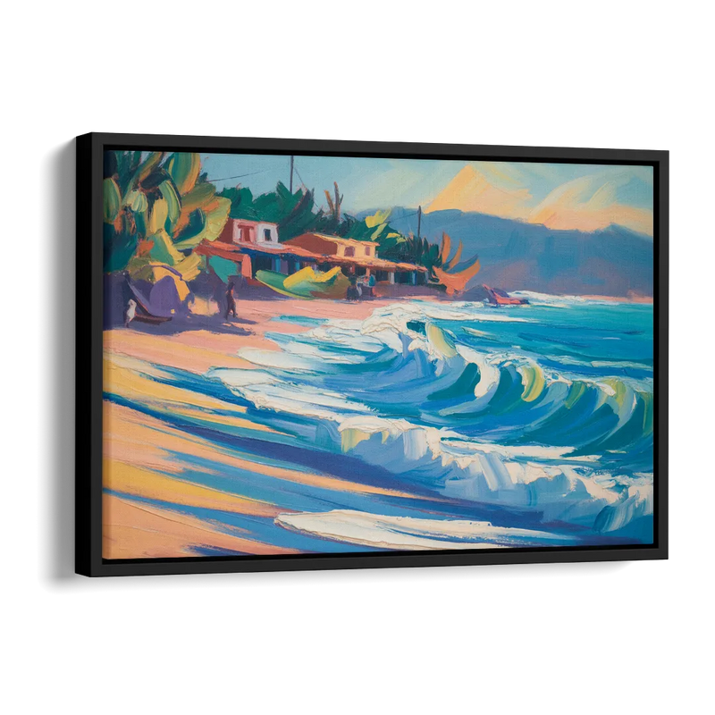 North Sayulita Shore Side - Black Canvas Wall Art