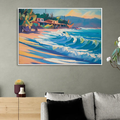 North Sayulita Shore Sitting Room - White Canvas Wall Art