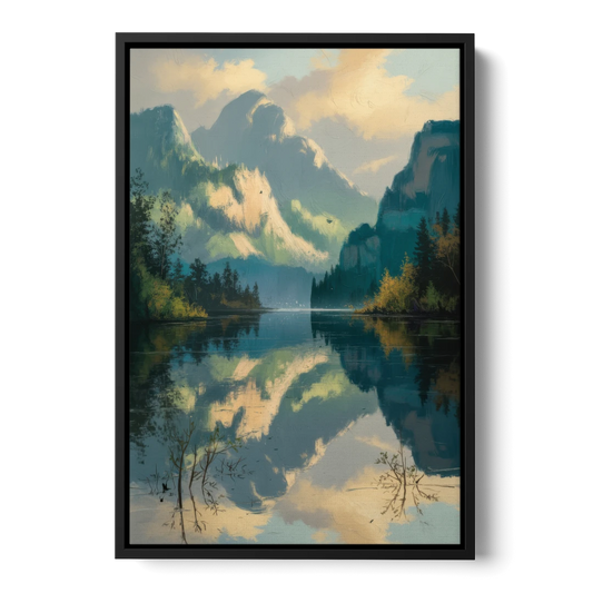 North Shore Mountains - Black Framed Canvas Wall Art - Front