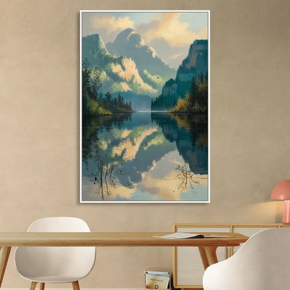 North Shore Mountains Living Room - White Canvas Wall Art