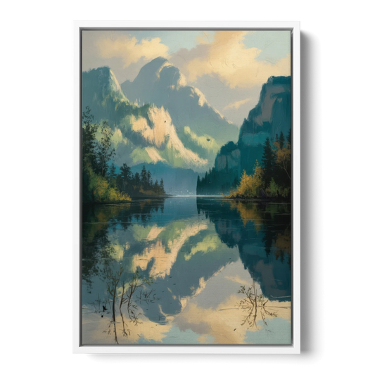 North Shore Mountains - White Framed Canvas Wall Art - Front