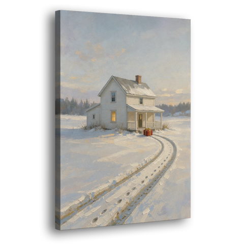 Nostalgic Christmas Painting with a Porch Gift - Canvas Wall Art - Side
