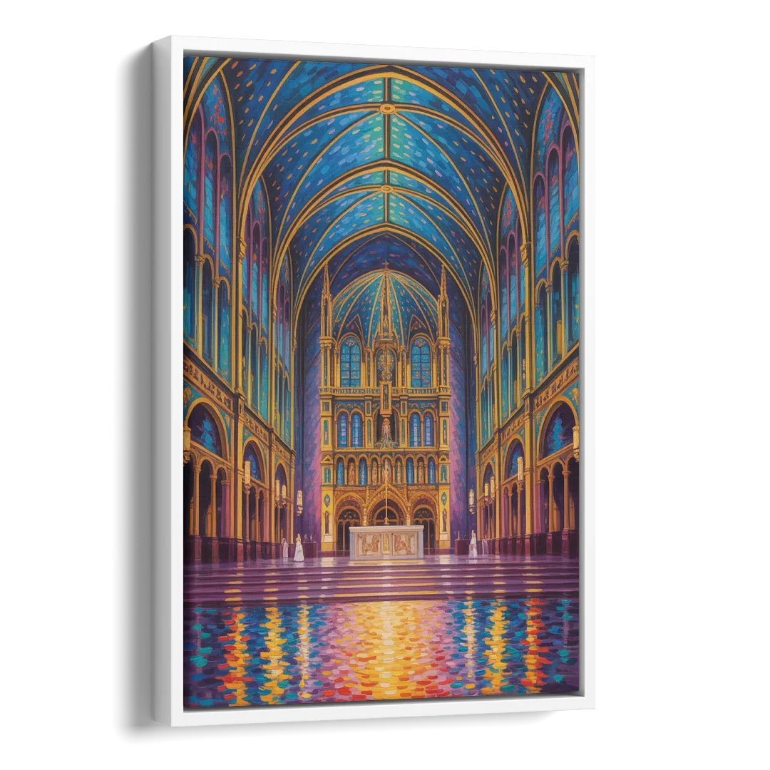 Notre Dame Basilica Interior Side - White Canvas Wall Art