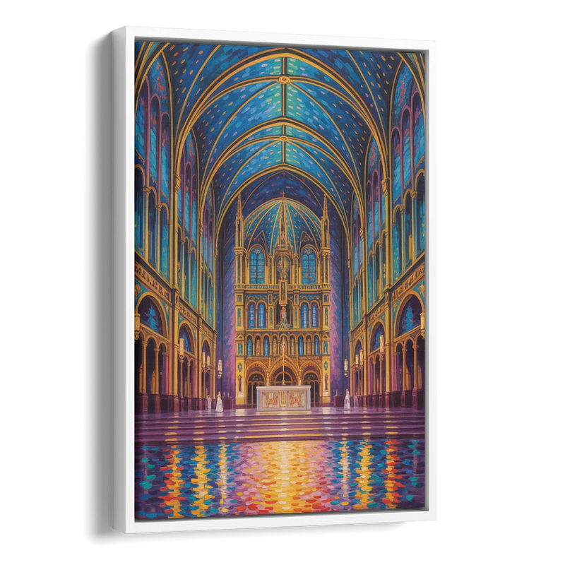 Notre Dame Basilica Interior Side - White Canvas Wall Art