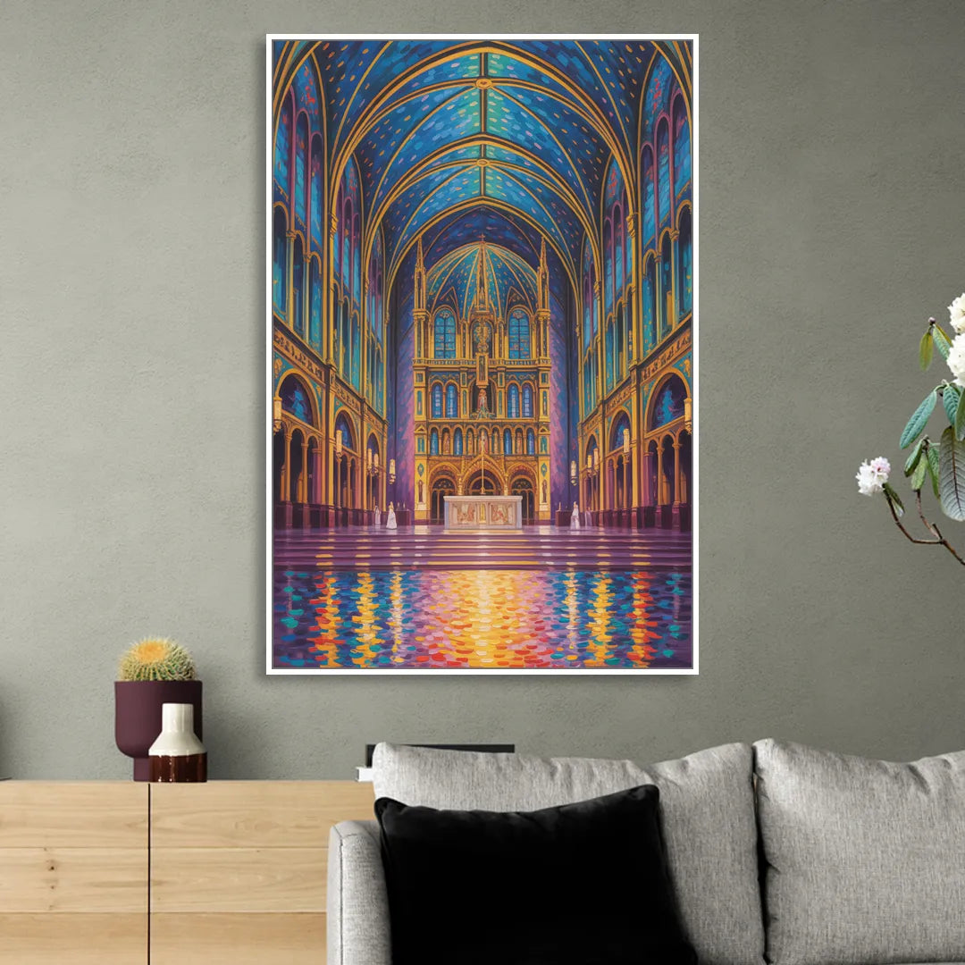 Notre Dame Basilica Interior Sitting Room - White Canvas Wall Art