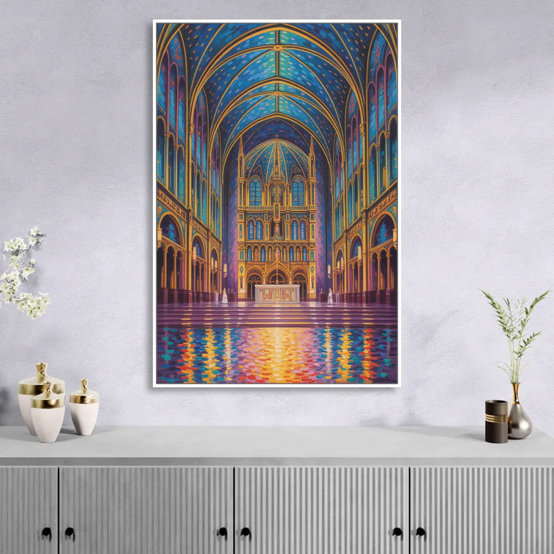 Notre Dame Basilica Interior Living Room - White Canvas Wall Art