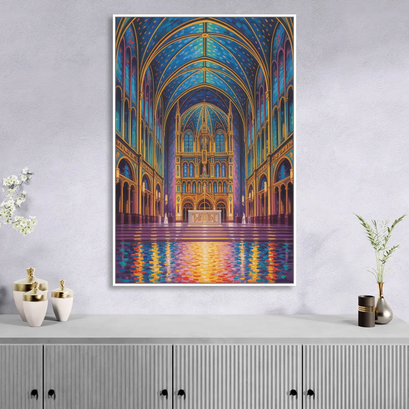 Notre Dame Basilica Interior Living Room - White Canvas Wall Art