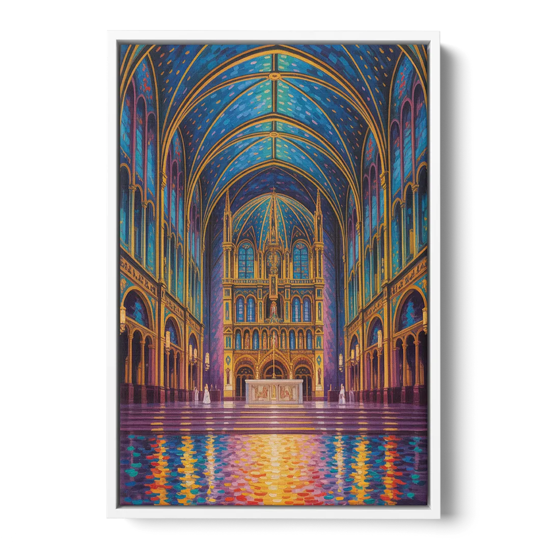 Notre Dame Basilica Interior Front - White Canvas Wall Art