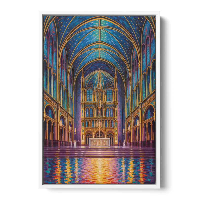 Notre Dame Basilica Interior Front - White Canvas Wall Art