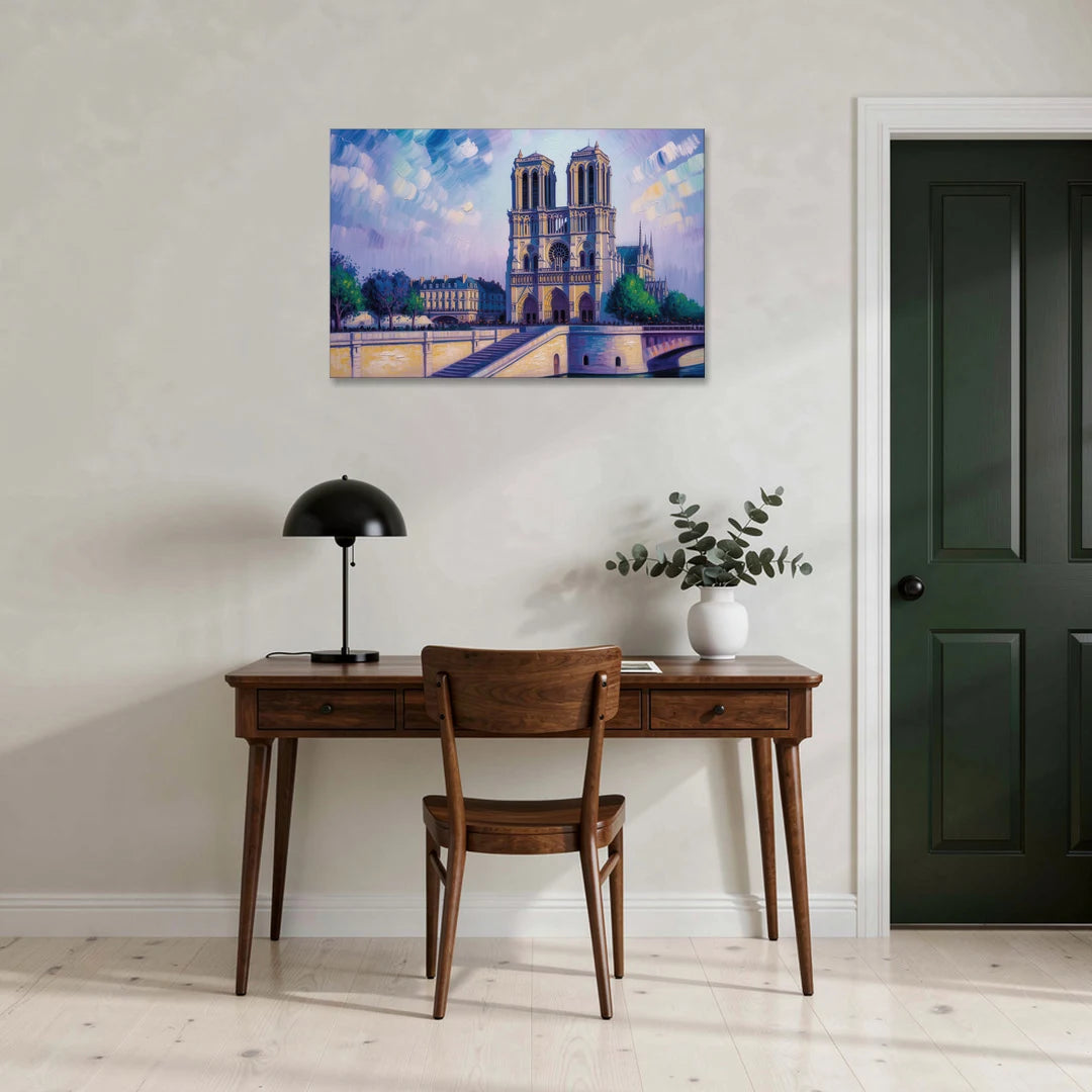 Notre Dame Silhouette - Canvas Wall Art - Office - 36x24