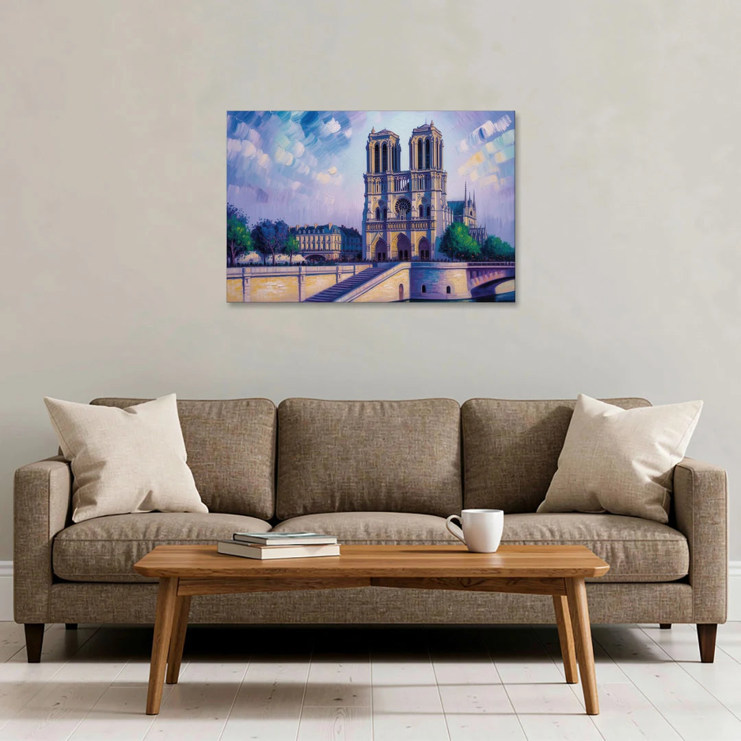 Notre Dame Silhouette - Canvas Wall Art - Sofa - 36x24
