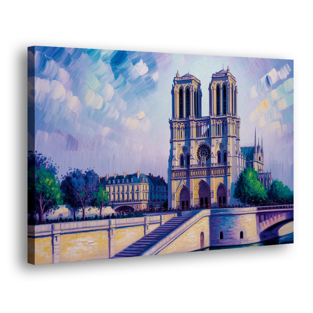 Notre Dame Silhouette Side - Canvas Wall Art