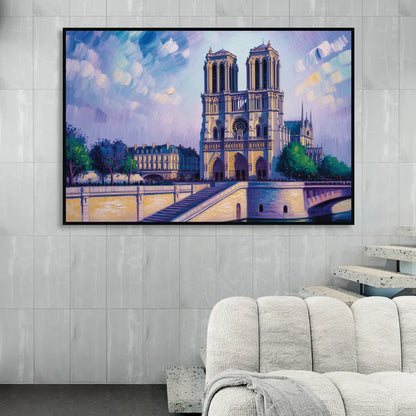Notre Dame Silhouette Living Room - Black Canvas Wall Art