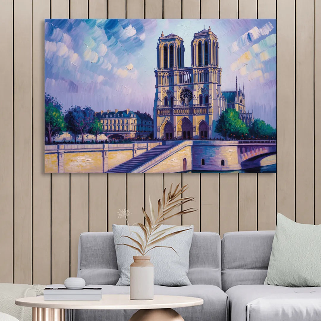 Notre Dame Silhouette Living Room - Canvas Wall Art
