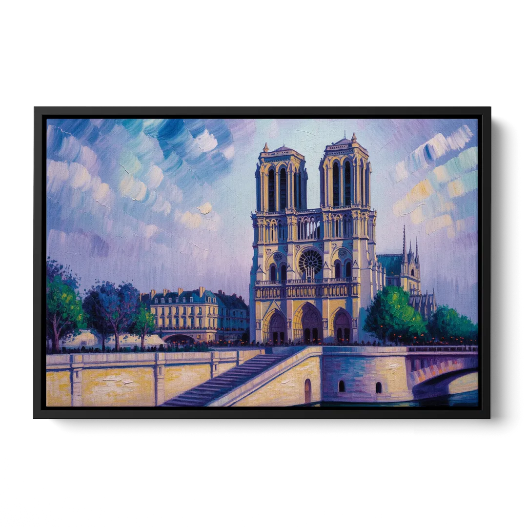 Notre Dame Silhouette Front - Black Canvas Wall Art