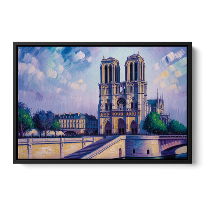 Notre Dame Silhouette Front - Black Canvas Wall Art