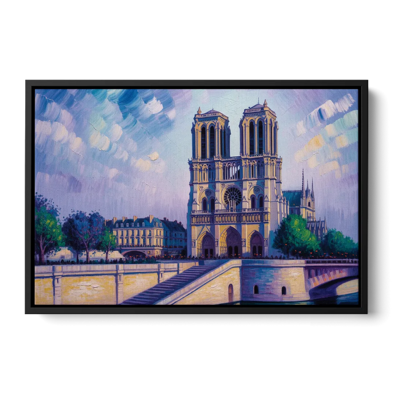 Notre Dame Silhouette Front - Black Canvas Wall Art