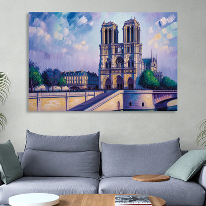 Notre Dame Silhouette Sitting Room - Canvas Wall Art