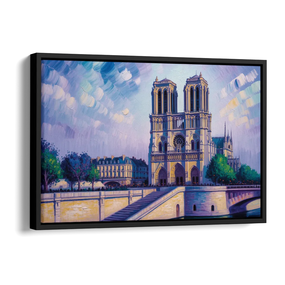 Notre Dame Silhouette Side - Black Canvas Wall Art