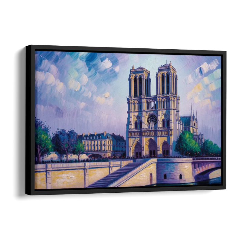 Notre Dame Silhouette Side - Black Canvas Wall Art