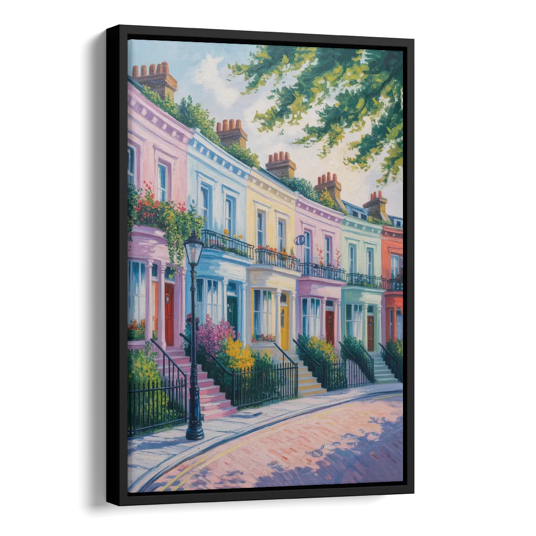 Notting Hill Colors Side - Black Canvas Wall Art