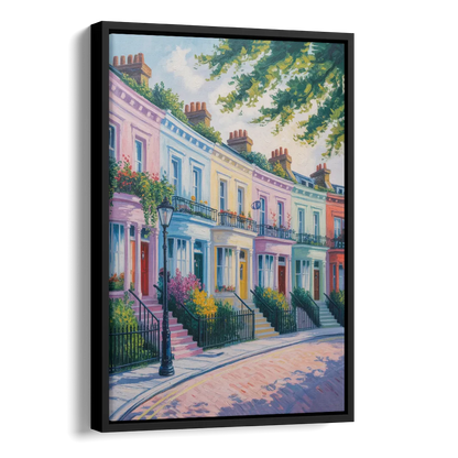 Notting Hill Colors Side - Black Canvas Wall Art