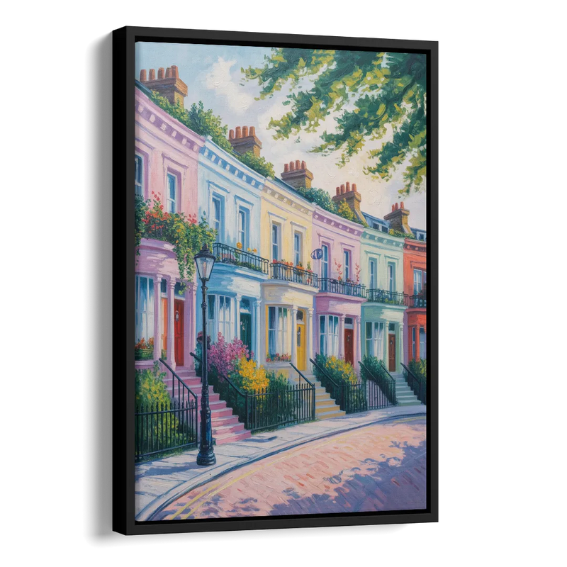 Notting Hill Colors Side - Black Canvas Wall Art