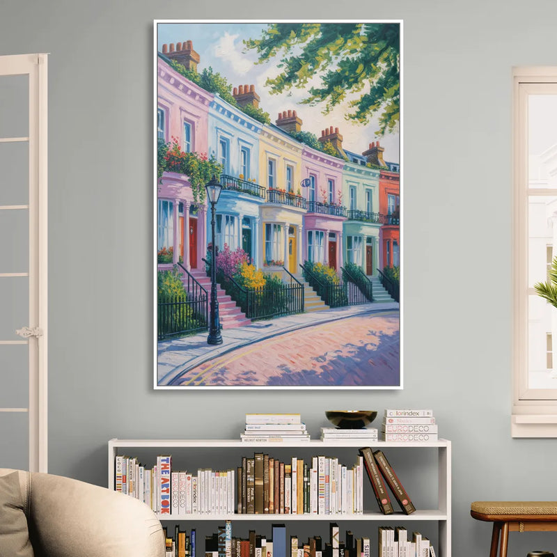 Notting Hill Colors Living Room - White Canvas Wall Art