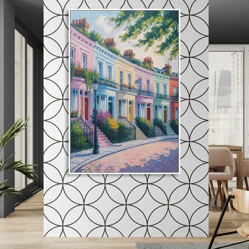 Notting Hill Colors Sitting Room - White Canvas Wall Art