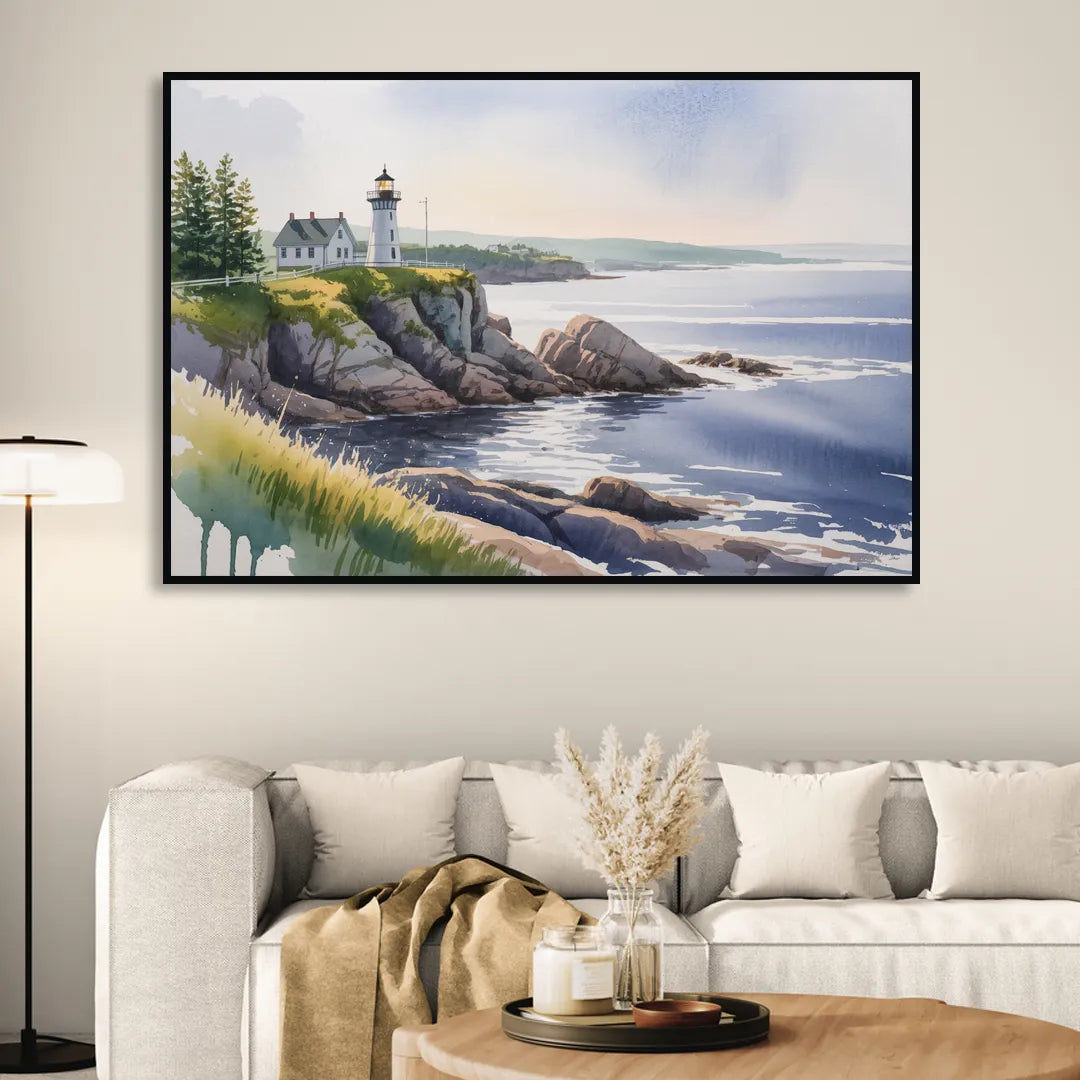Nova Scotia Serenity Sitting Room - Black Canvas Wall Art