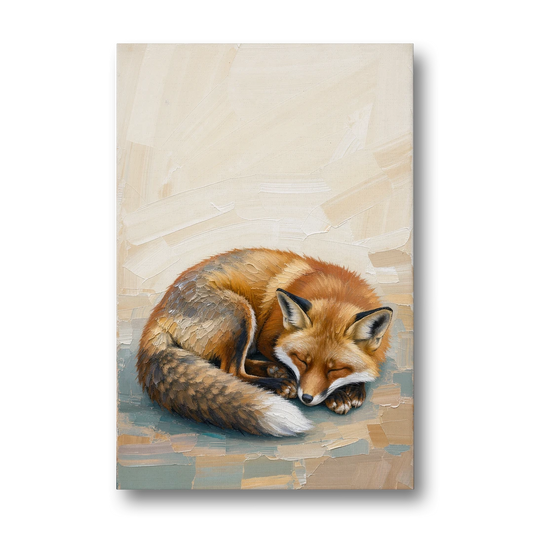 Nursery Wall Art Woodland Sleeping Fox Kit - Canvas Wall Art - Front