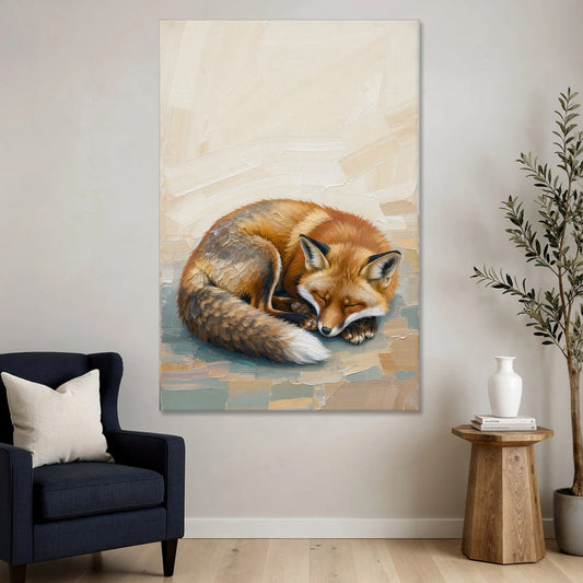 Nursery Wall Art Woodland Sleeping Fox Kit - Canvas Wall Art - Sofa - 40x60