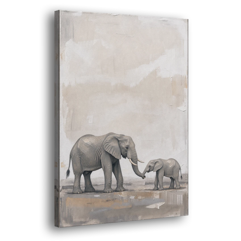 Nursery Wall Decor Above Crib with Elephant Trunks Touching - Canvas Wall Art - Side