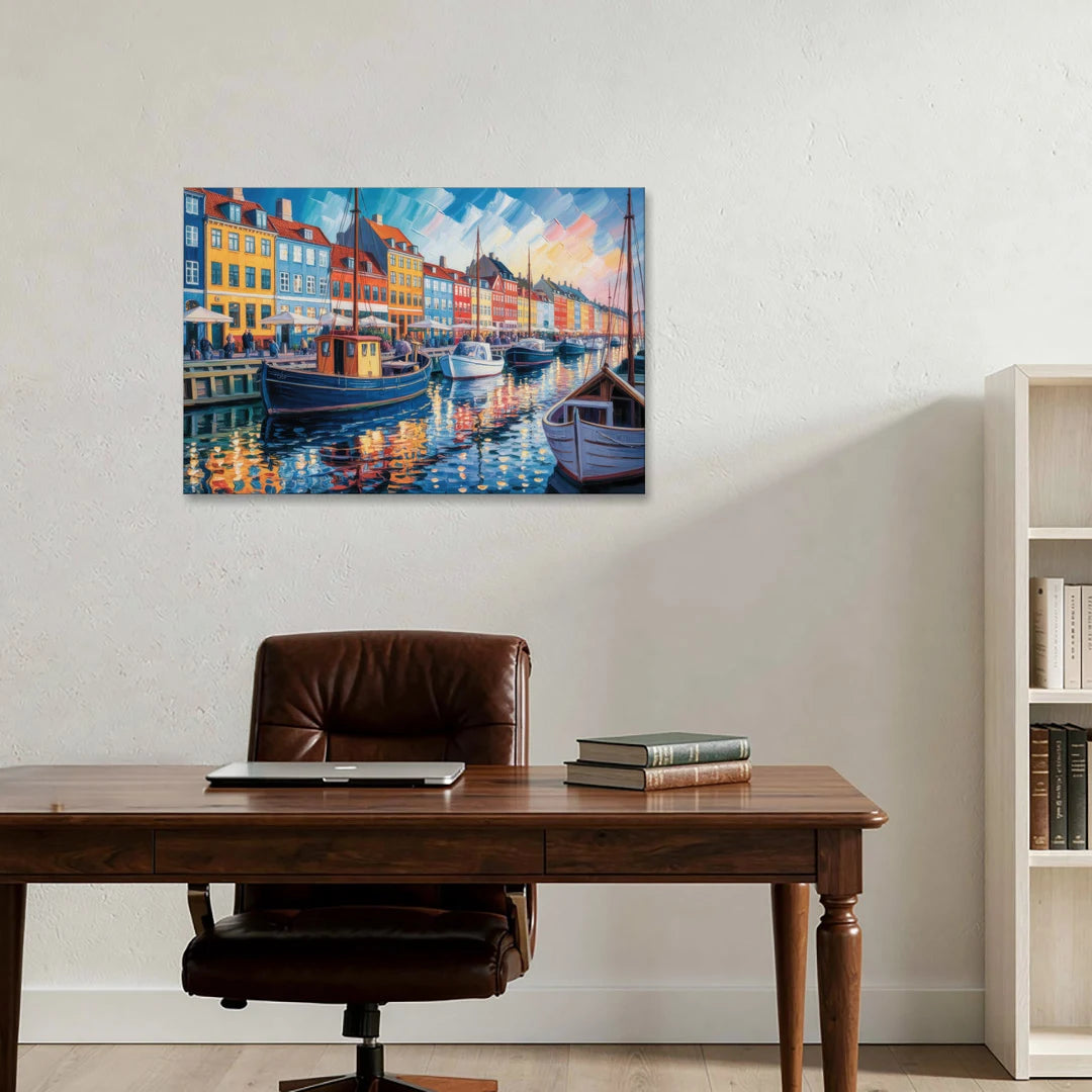 Nyhavn Serenity - Canvas Wall Art - Office - 36x24
