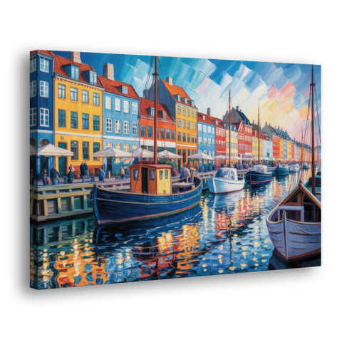 Nyhavn Serenity - Canvas Wall Art - Side