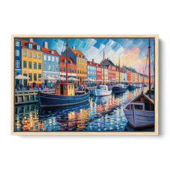 Nyhavn Serenity - Oak Framed Canvas Wall Art - Front