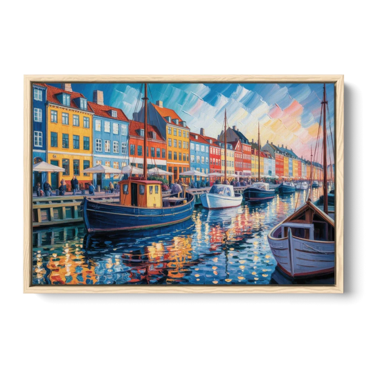 Nyhavn Serenity - Oak Framed Canvas Wall Art - Front
