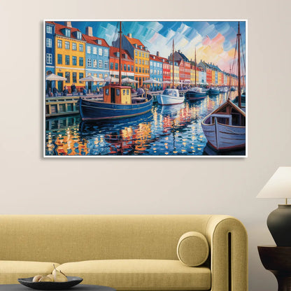Nyhavn Serenity Sitting Room - White Canvas Wall Art