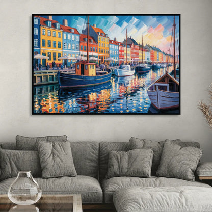 Nyhavn Serenity Sitting Room - Black Canvas Wall Art