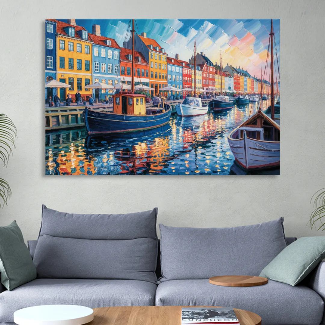 Nyhavn Serenity Living Room - Canvas Wall Art