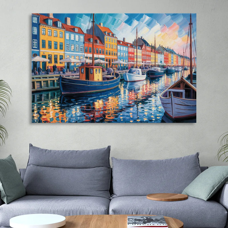 Nyhavn Serenity Living Room - Canvas Wall Art