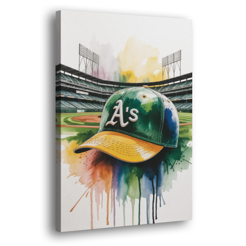 Oakland Athletics A Watercolor Tribute to Baseball Legacy - Canvas Wall Art - Side