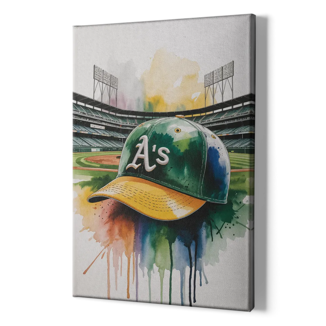 Oakland Athletics A Watercolor Tribute to Baseball Legacy - Canvas Print Art Sides