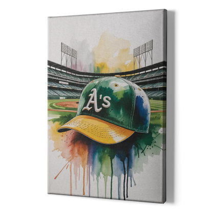 Oakland Athletics A Watercolor Tribute to Baseball Legacy - Canvas Print Art Sides