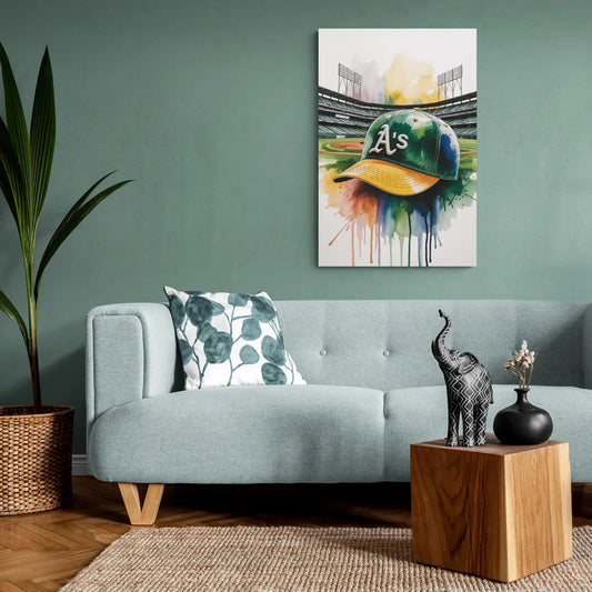 Oakland Athletics A Watercolor Tribute to Baseball Legacy - Canvas Wall Art Living Room