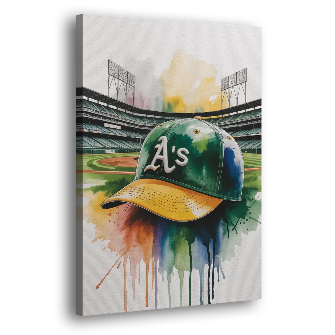 Oakland Athletics A Watercolor Tribute to Baseball Legacy Side - Canvas Wall Art