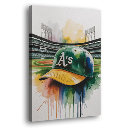 Oakland Athletics A Watercolor Tribute to Baseball Legacy Side - Canvas Wall Art