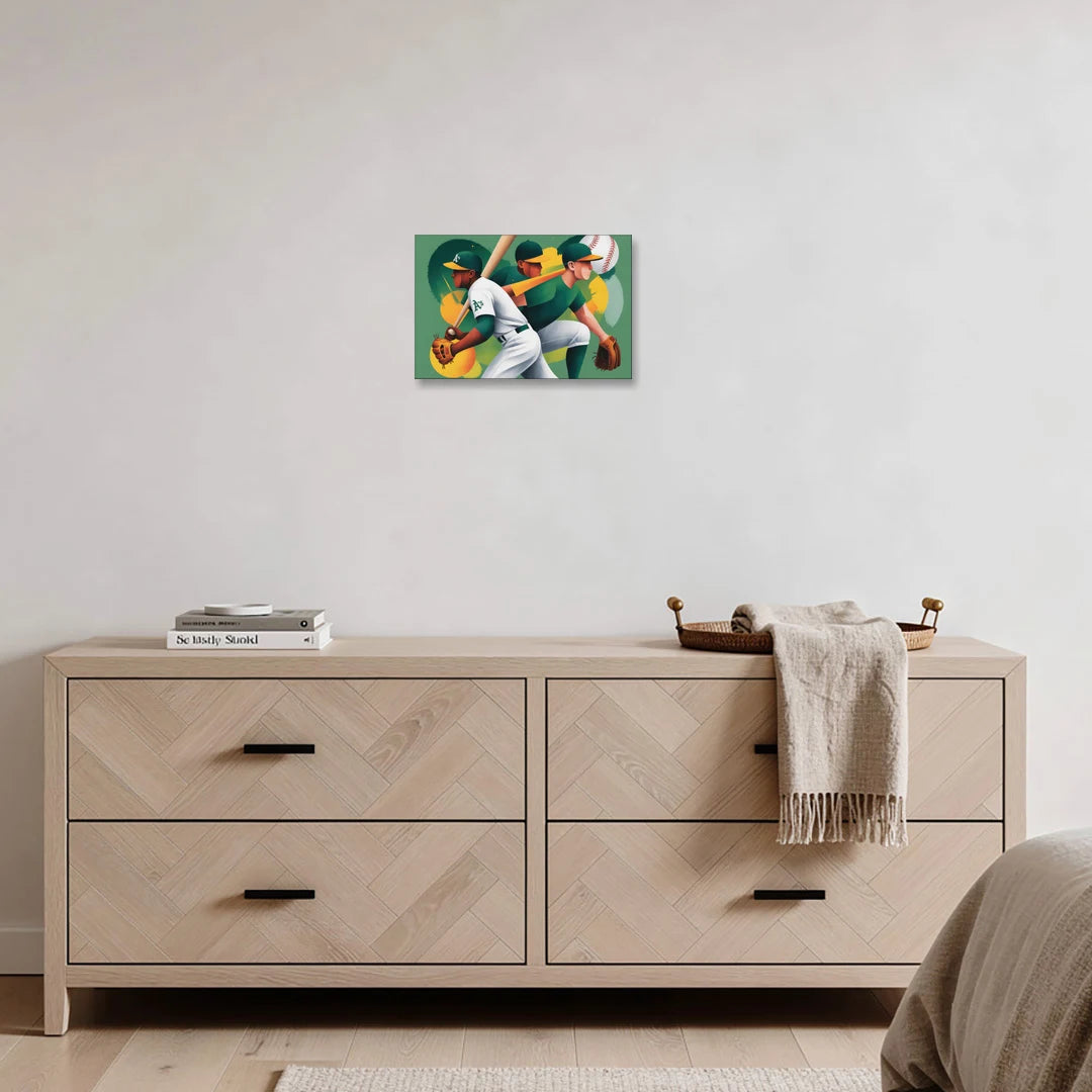 Oakland Athletics Abstract Baseball Energy - Canvas Wall Art - Coffee Table - 18x12